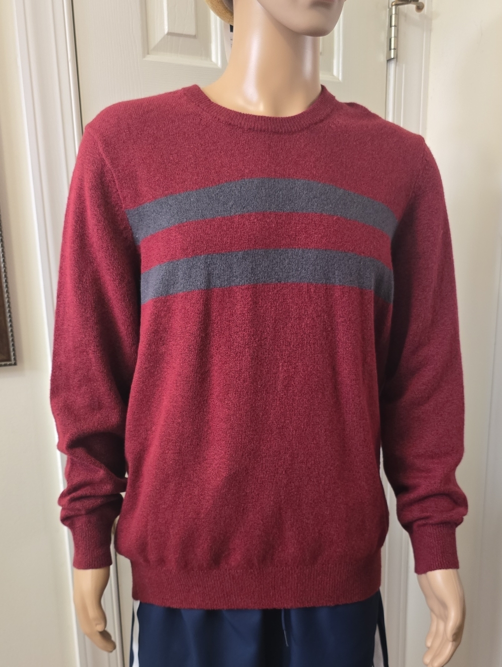 IZOD BRAND MEN'S BIG & TALL BURGUNDY WINTER LONG SLEEVES PULLOVER SWEATER SZ XXL